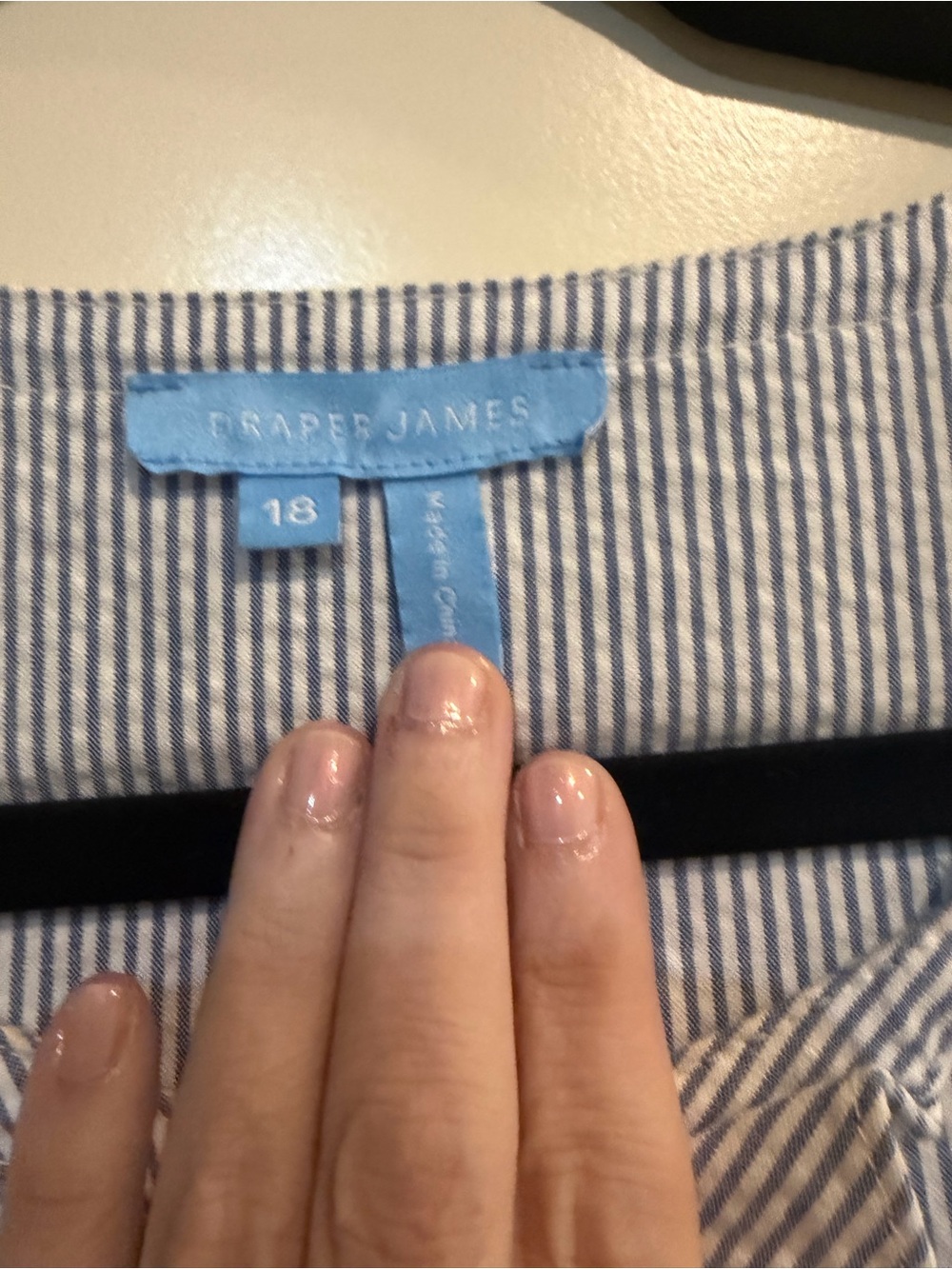 Draper James Blue & White Seersucker Ruffle Shift Dress - Picture 2 of 5